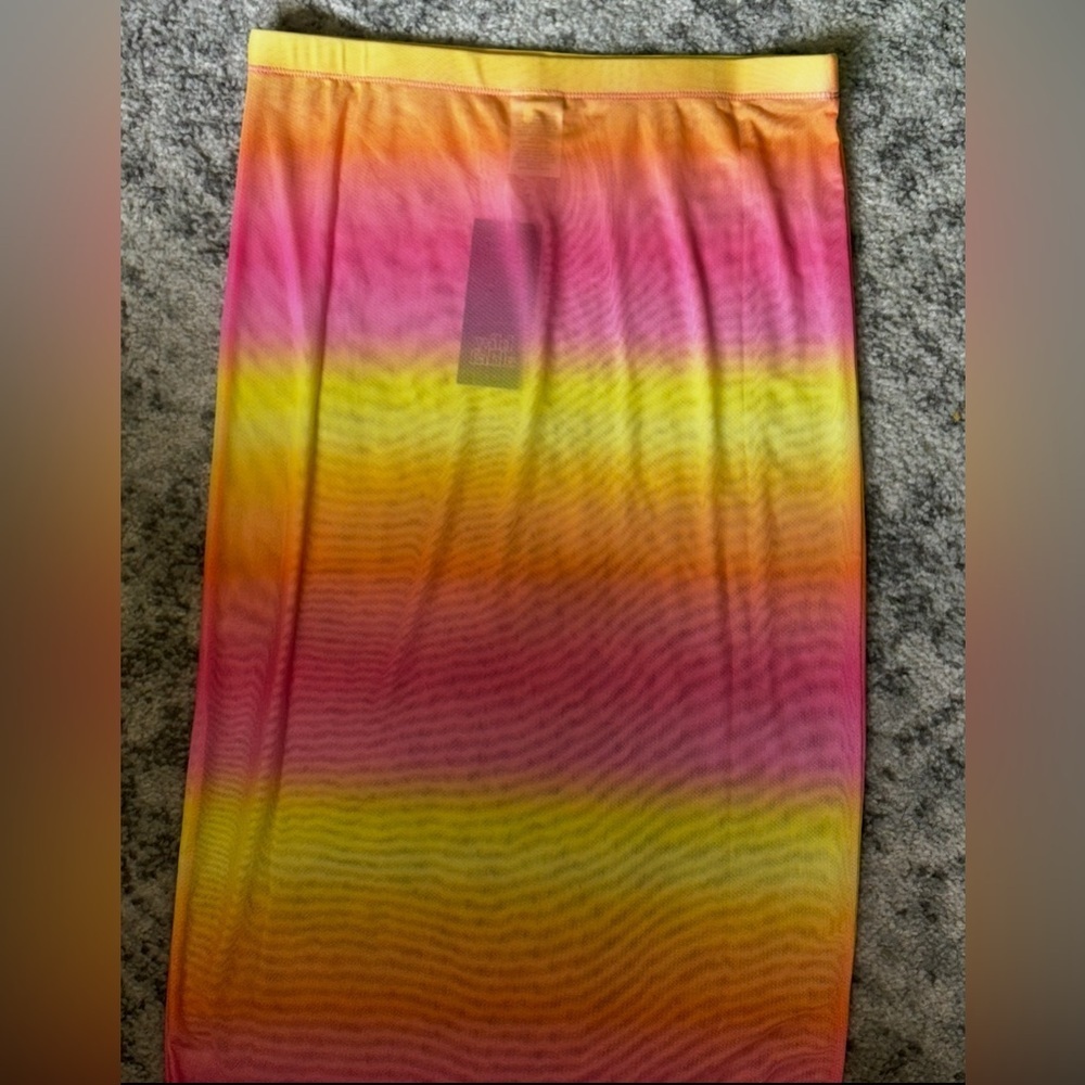 Wild Fable Ombre Mesh Swim Cover Up Skirt Pink, Orange, and Yellow Size: XS